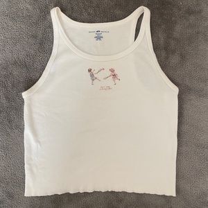 Brandy Melville Ashlyn Don’t Play With My Heart Tank Top White